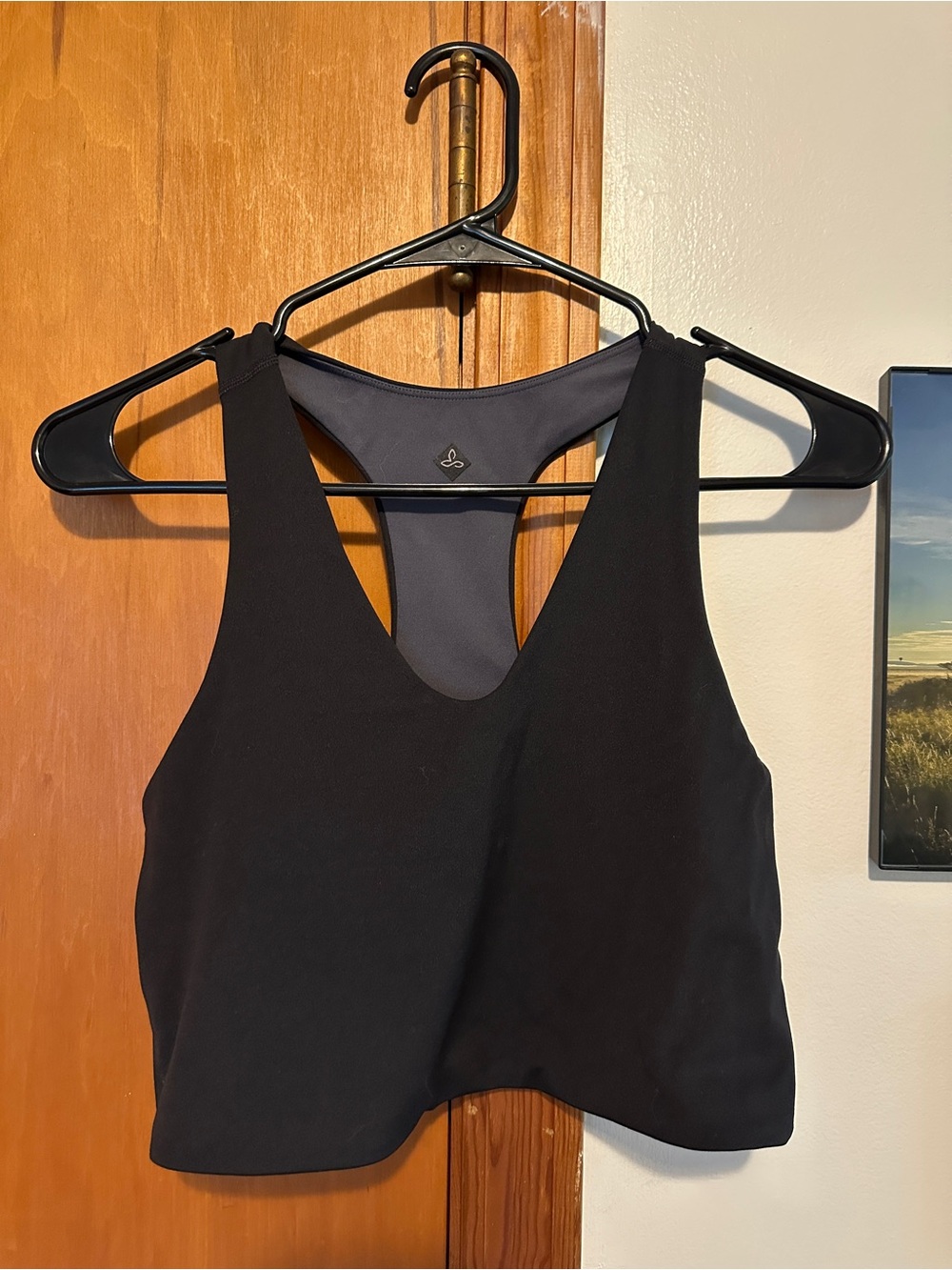 Prana Black Racerback Crop Sports Bra